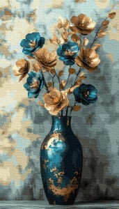 Pozłacany wazon - 40x70 cm