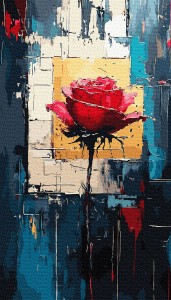 Czerwona róża - 40x70 cm