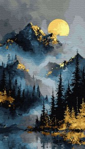 Złote szczyty - 40x70 cm