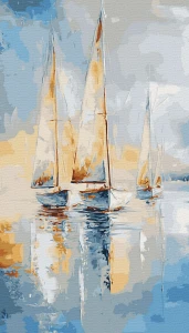 Żagle na Santorini - 40x70 cm