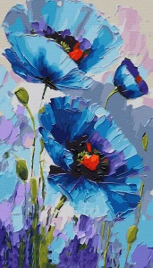 Niebieskie maki - 40x70 cm 