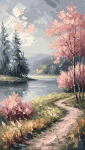 Pastelowy pejzaż - 40x70 cm