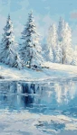 Zima nad jeziorem - 40x70 cm